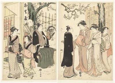 En el jardín de la casa de té Aioiya de Katsukawa Shuncho