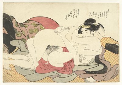 Amor de pareja en un entorno íntimo. de Katsukawa Shuncho