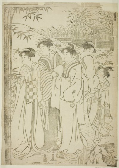 Parodia de los siete sabios del bosque de bambú de Katsukawa Shuncho