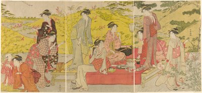 Fiesta de picnic en Hagidera de Katsukawa Shuncho