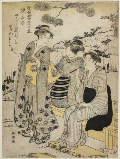 Lirios de orejas de conejo en otoño, de la serie "Las mejores odas sobre flores de las cuatro estaciones (Shuku awase, shiki no hana)" de Katsukawa Shuncho