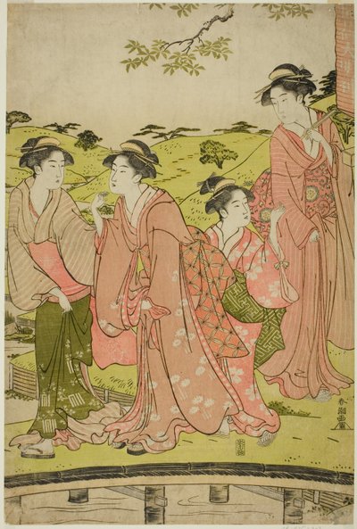 Mujeres visitando un santuario Inari de Katsukawa Shuncho