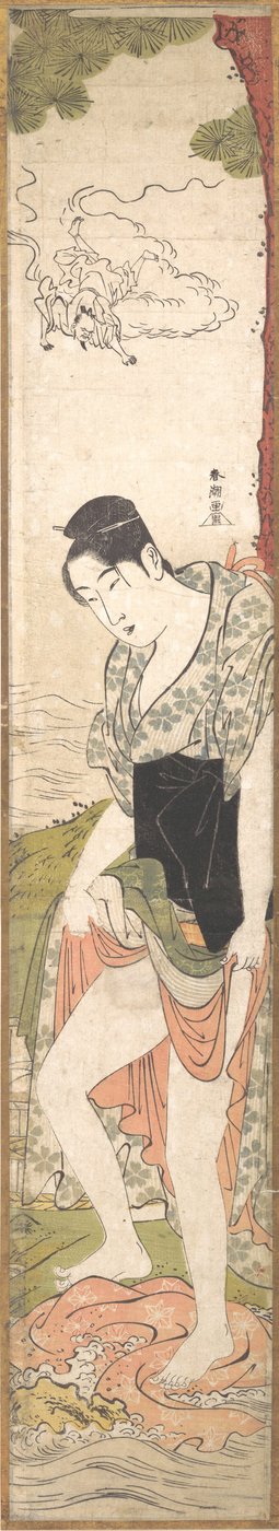 Joven mujer lavando ropa en el río, finales del siglo XVIII - principios del siglo XIX de Katsukawa Shuncho