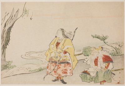 La emperatriz Jingu (izquierda) y su ministro Takenouchi no Sukune (derecha) de Katsukawa Shun