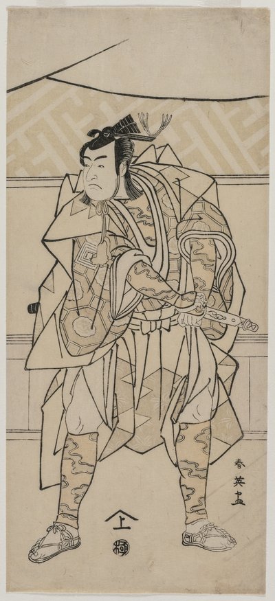 Ichikawa Monnosuke II como un samurái de Katsukawa Shunei