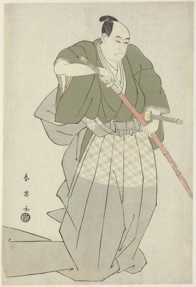 Momonoi Wakasanosuke dibujando una espada Momonoi Wakasanosuke desenvaina una de sus dos espadas de Katsukawa Shunei