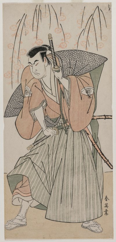 Onoe Matsusuke I como un samurái bajo un cerezo, finales de la década de 1780 de Katsukawa Shunei