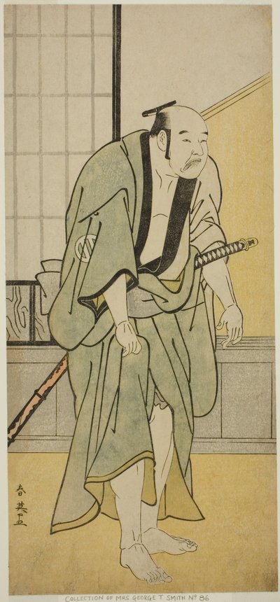 El actor Asao Tamejuro I como el borracho Gotobei en la obra Yoshitsune Koshigoe Jo, representada en el Teatro Ichimura en el noveno mes de 1790. de Katsukawa Shun