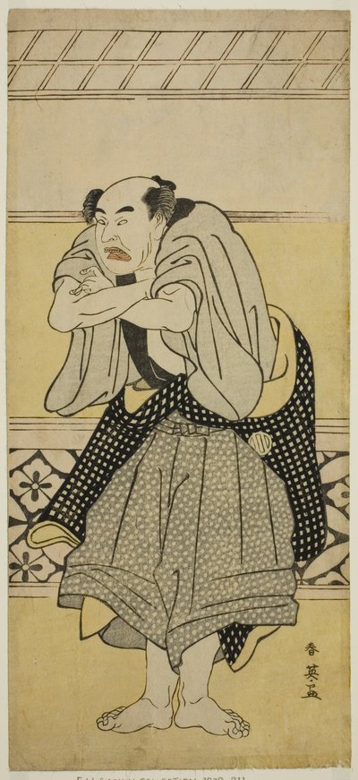 El actor Asao Tamejuro I como el borracho Gotobei en la obra Yoshitsune Koshigoe Jo, representada en el Teatro Ichimura en el noveno mes de 1790. de Katsukawa Shun