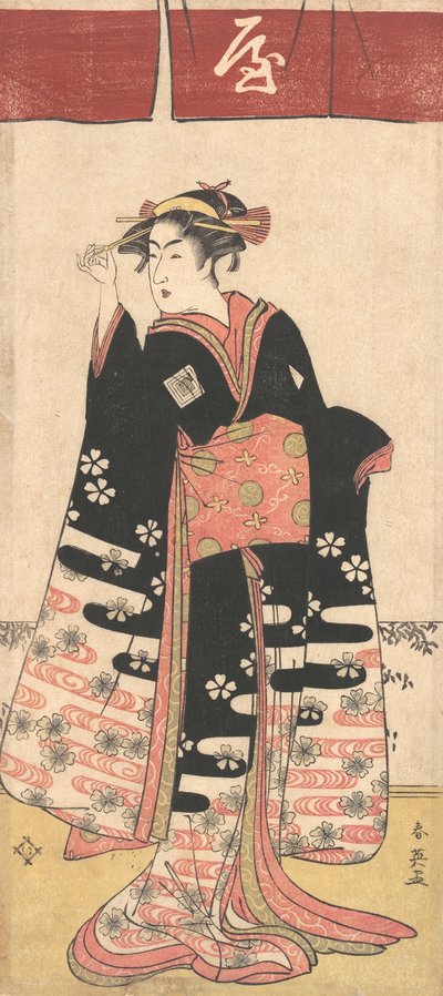 El actor Ichikawa Monosuke II en un papel femenino no identificado, ca. 1789 de Katsukawa Shun