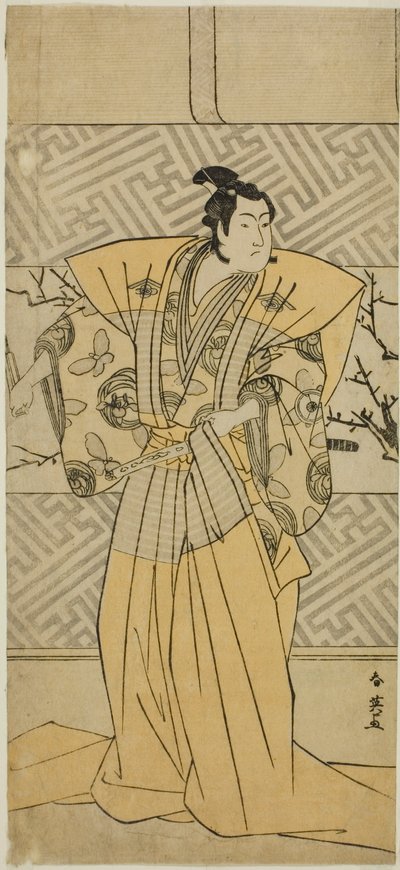 El actor Iwai Hanshiro IV como Soga no Goro Tokimune en la obra Koi no Yosuga Kanegaki Soga, representada en el Teatro Ichimura en el primer mes de 1789. de Katsukawa Shun