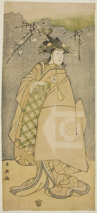 El Actor Iwai Kiyotaro como Kewaizaka no Shosho en la Obra Gohiiki no Hana Aikyo Soga, Representada en el Teatro Kawarazaki en el Primer Mes, 1794 de Katsukawa Shun