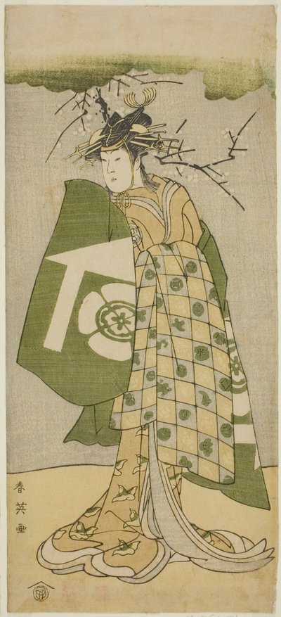 El Actor Osagawa Tsuneyo II como Oiso no Tora en la Obra Gohiiki no Hana Aikyo Soga, Representada en el Teatro Kawarazaki en el Primer Mes, 1794 de Katsukawa Shun