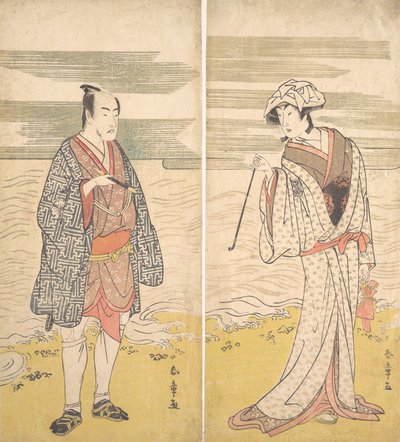 Dos actores: el Cuarto Matsumoto Koshiro como un Hombre Vestido con un Kimono Corto [izquierda], 1779 de Katsukawa Shunjo