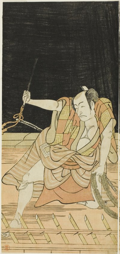 Los actores Nakamura Nakazô I como Danshichi Kurobei e Ichikawa Danjûrô V como Issun Tokubei en "Espejo de Osaka en el Festival de Verano" ("Natsu MatsuriNaniwa Kagami") de Katsukawa Shunkо̄