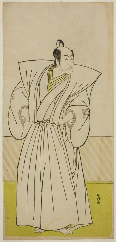 El actor Ichikawa Danjuro V como Enya Hangan () en la obra Kanadehon Chushin Nagori no Kura (), representada en el Teatro Nakamura () en el noveno mes de 1780 () de Katsukawa Shunkо̄