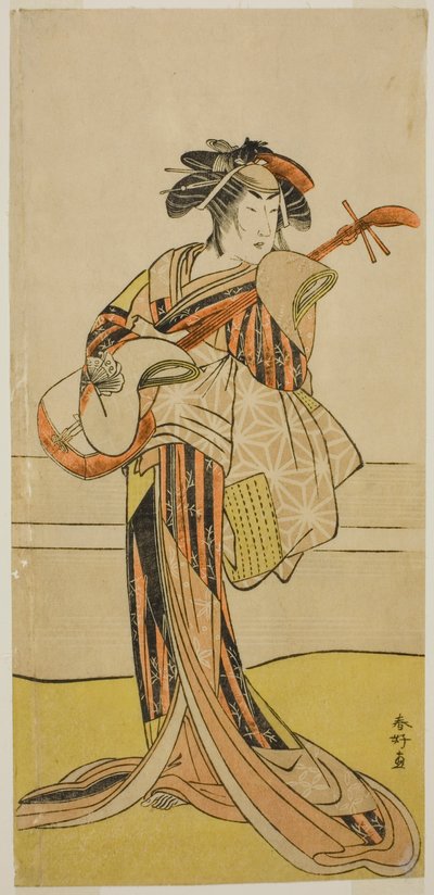 El actor Yamashita Mangiku I como Osan en la obra Kitekaeru Nishiki no Wakayaka, representada en el Teatro Nakamura en el undécimo mes de 1780. de Katsukawa Shunkо̄