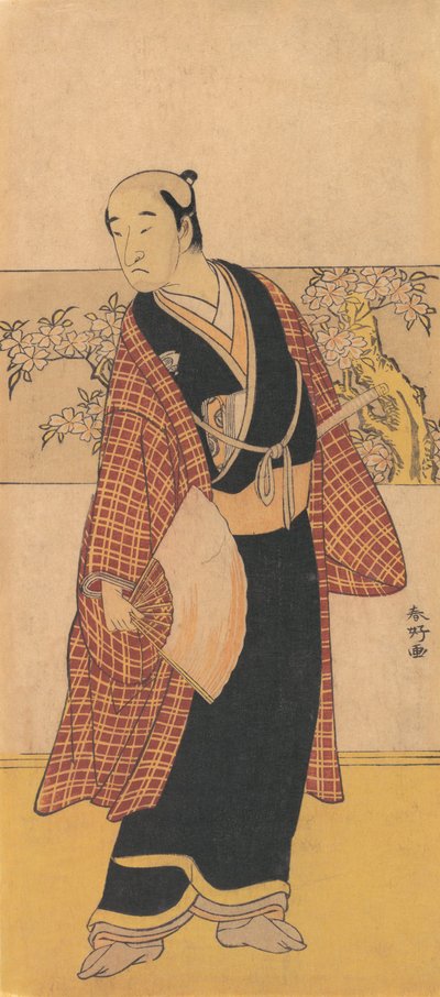 Un actor no identificado con un abanico abierto en la mano, 1743-1812 de Katsukawa Shunko
