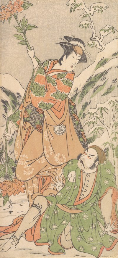 Actores de Kabuki Arashi Ryuzo II y Segawa Kikunojo III, ca. 1790 de Katsukawa Shunko