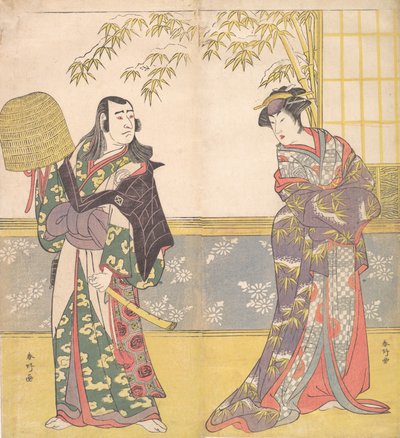 Actores de Kabuki Sawamura Sojuro III y Sanogawa Ichimatsu III en Un espejo de cortesana, 1788 de Katsukawa Shunko
