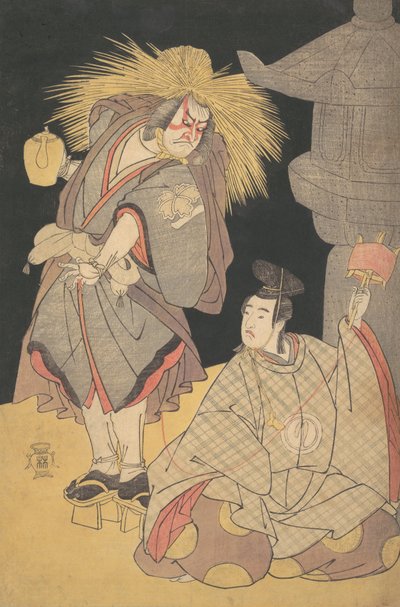 Escena del drama Yuki-motsu-take Furisode Genji, diciembre de 1785 de Katsukawa Shunko
