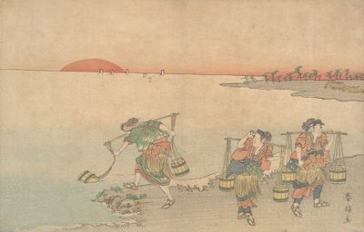 Tres Portadores de Agua en la Orilla, finales del siglo XVIII de Katsukawa Shunko