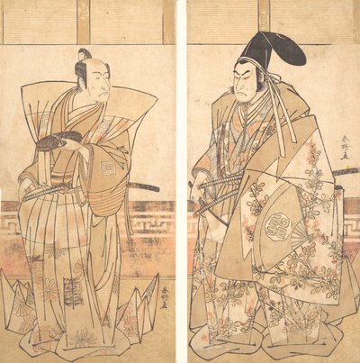 Dos actores vestidos con trajes ceremoniales, ca. 1787 de Katsukawa Shunko