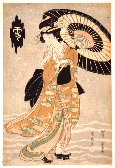 Nieve, Luna y Flores, c1812 de Katsukawa Shunsen