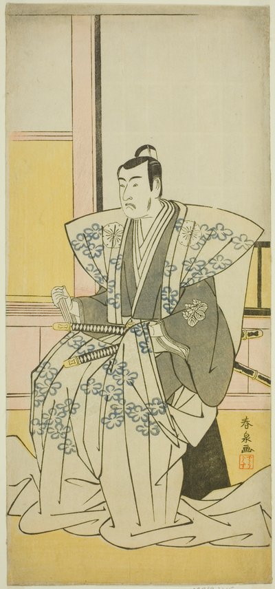 El Actor Matsumoto Koshiro IV como Hatakeyama Shigetada en la Obra Edo no Fuji Wakayagi Soga, Representada en el Teatro Nakamura en el Primer Mes, 1789 de Katsukawa Shunsen