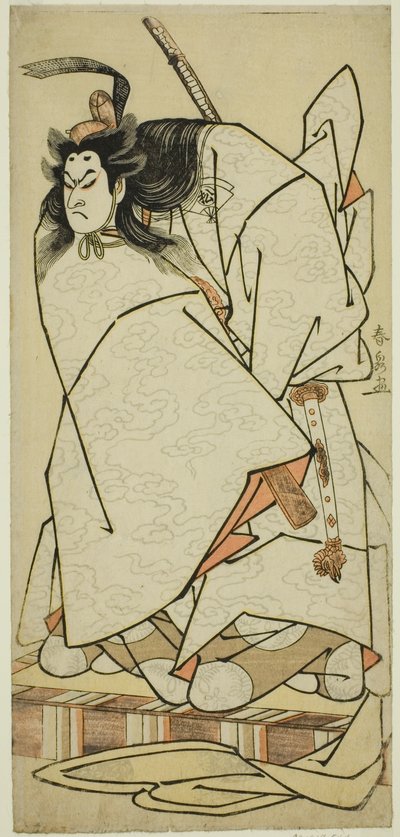 El actor Onoe Matsusuke I como Ashikaga Takauji en la obra Kumoi no Hana Yoshino no Wakamusha, representada en el Teatro Nakamura en el undécimo mes de 1786 de Katsukawa Shunsen