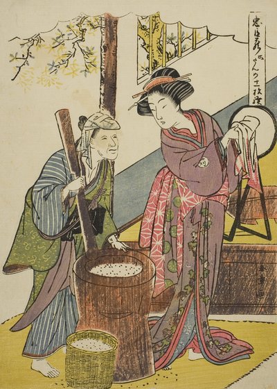 Sexto acto: La casa de Yoichibei, de la obra Chushingura (Tesoro de los leales retenedores), c.1779-80 (grabado en madera en color; chuban) de Katsukawa Shunsho