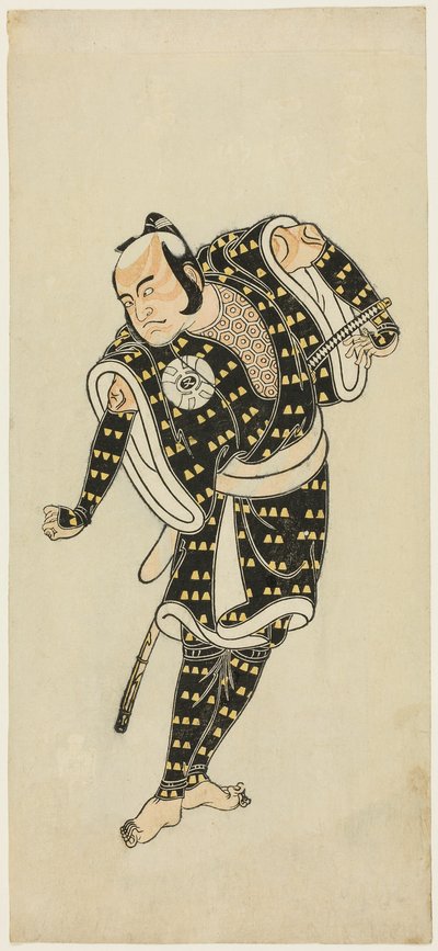 El actor Bandô Matatarô IV como Gempachibyôe en "Snowflakes: Plum Blossoms Kaomise" ("Mutsu no hana ume no kaomise") de Katsukawa Shunsho