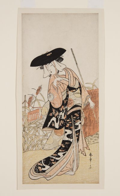 El actor Segawa Kikunojo III como el zorro Okiku (Okiku-gitsune) (grabado en madera en color) de Katsukawa Shunsho