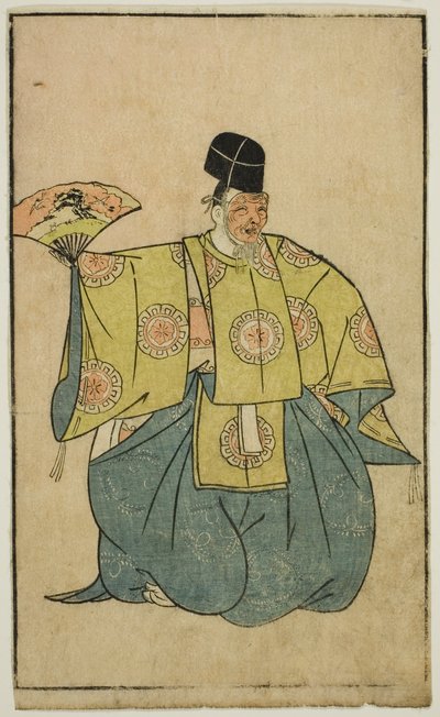 Un actor como Okina, de "Un libro ilustrado de abanicos de escenario (Ehon butai ogi)" de Katsukawa Shunsho