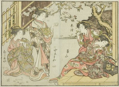 Cortesanas de Asahimaruya, del libro "Espejo de mujeres hermosas de los barrios de placer (Seiro bijin awase sugata kagami)," vol. 1 de Katsukawa Shunsho