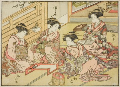 Cortesanas de Matsubaya, del libro "Espejo de Mujeres Hermosas de los Barrios del Placer (Seiro bijin awase sugata kagami)," vol. 1 de Katsukawa Shunsho