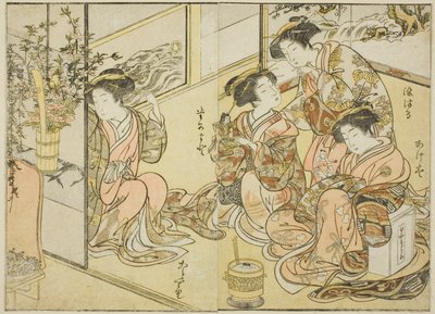 Cortesanas de Matsuneya, del libro "Espejo de Mujeres Hermosas de los Barrios de Placer (Seiro bijin awase sugata kagami)," vol. 1 de Katsukawa Shunsho