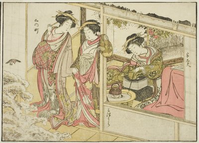 Cortesanas de Nakaomiya, del libro "Espejo de mujeres hermosas de los barrios de placer (Seiro bijin awase sugata kagami)," vol. 2 de Katsukawa Shunsho