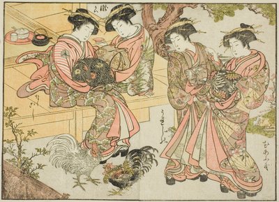 Cortesanas de Ogiya, del libro "Espejo de mujeres hermosas de los barrios de placer", vol. 1 de Katsukawa Shunsho