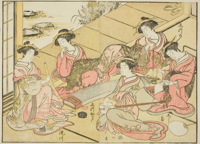 Cortesanas del Tamaya, del libro "Espejo de mujeres hermosas de los barrios de placer (Seiro bijin awase sugata kagami)," vol. 1 de Katsukawa Shunsho