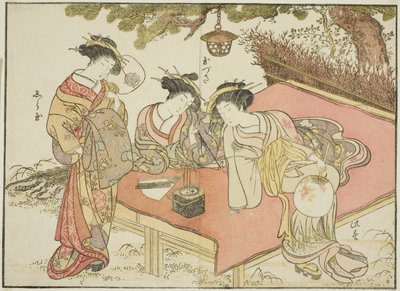 Cortesanas de Yadaya, del libro "Espejo de bellas mujeres de los barrios del placer (Seiro bijin awase sugata kagami) de Katsukawa Shunsho