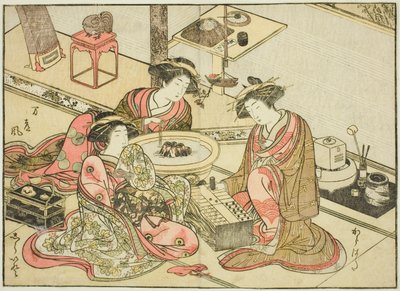 Cortesanas del Yamashiroya, del libro "Espejo de mujeres hermosas de los barrios de placer (Seiro bijin awase sugata kagami)," vol. 2 de Katsukawa Shunsho