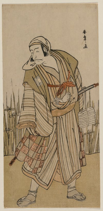 Ichikawa Danjuro V como un viajero junto a un grupo de lirios, c. 1780 de Katsukawa Shunsho