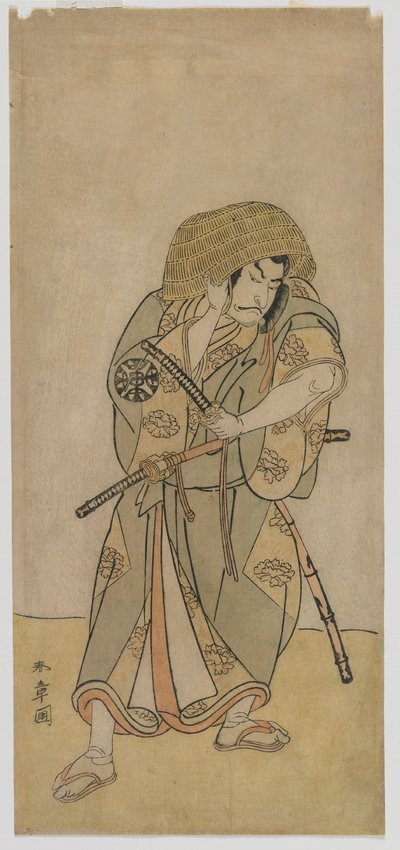 El actor de kabuki Nakamura Nakazo I como samurái disfrazado, periodo Edo, mediados de la década de 1770 (grabado en madera en color) de Katsukawa Shunsho