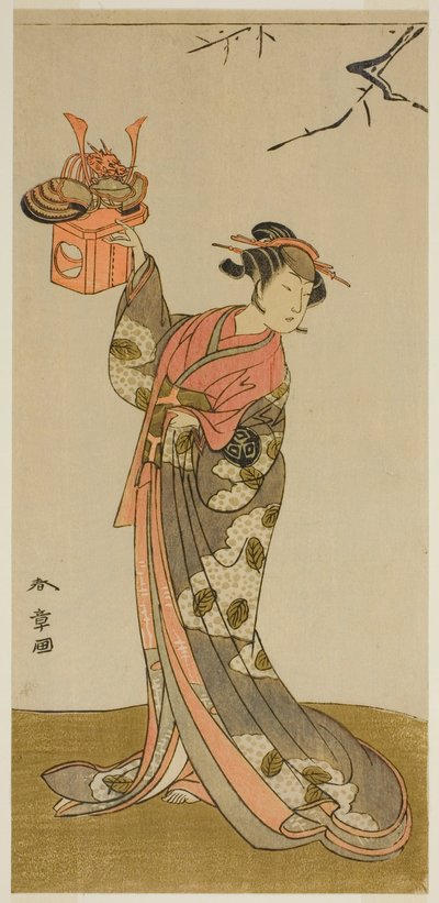 El actor Arashi Hinaji I como Hananoi en la obra Gosho-zakura Horikawa Youchi, representada en el Teatro Ichimura en el cuarto mes de 1773 de Katsukawa Shunsho