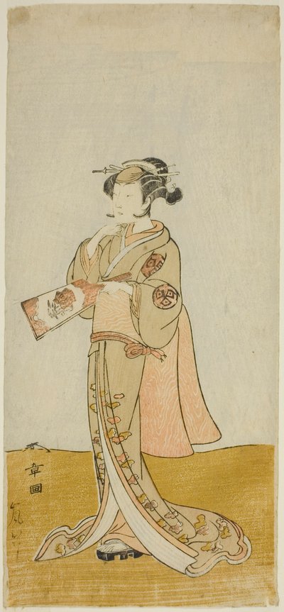 El actor Arashi Hinaji en un papel femenino no identificado de Katsukawa Shunsho