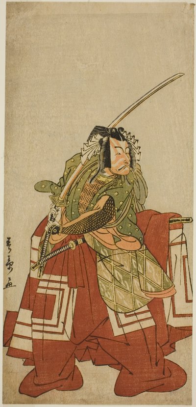 El actor Ichikawa Danjuro V como Arakawa Taro en la obra Date Nishiki Tsui no Yumitori, representada en el Teatro Morita en el undécimo mes, 1778 de Katsukawa Shunsho