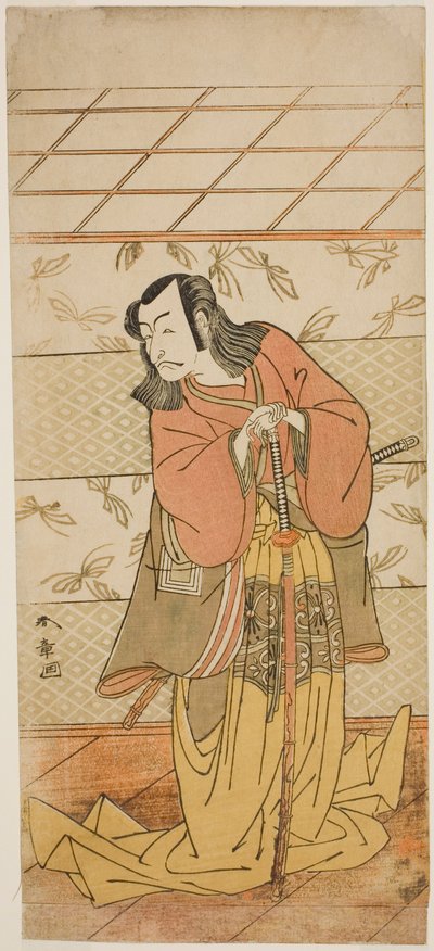 El Actor Ichikawa Danjuro V como Ashiya Doman en la Obra Kikyo-zome Onna Urakata, Representada en el Teatro Morita en el Séptimo Mes, 1776 de Katsukawa Shunsho