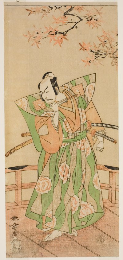 El actor Ichikawa Danjuro V como Momonoi Wakasanosuke Yasuchika en la obra Kanadehon Chushingura, representada en el Teatro Nakamura en el quinto mes, 1771 de Katsukawa Shunsho