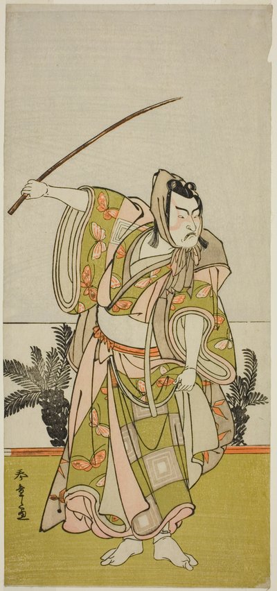 El actor Ichikawa Danzo IV como Soga no Goro Tokimune en la obra Chigo Suzuri Aoyagi Soga, representada en el Teatro Nakamura en el primer mes de 1777 de Katsukawa Shunsho